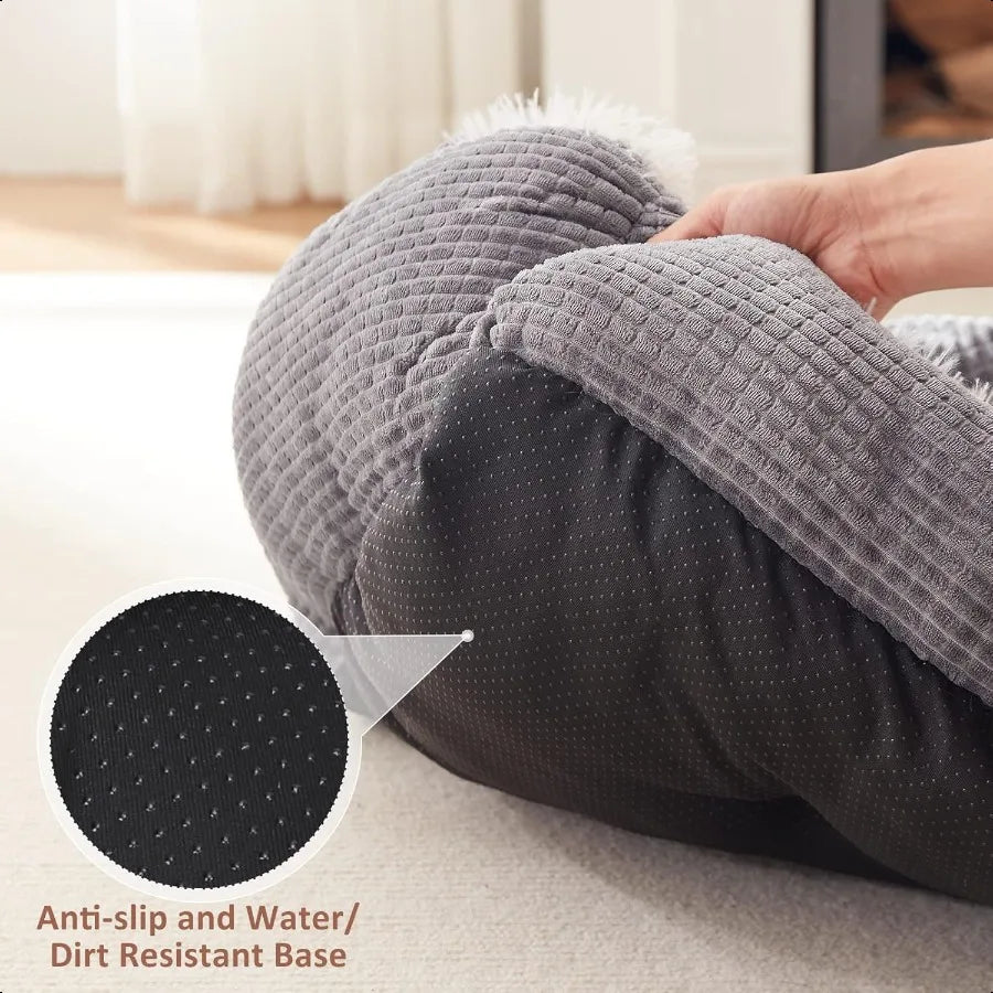 Small cats and dogs Rec Hooded Blanket dog Bed Luxury Orthopedic Cat Beds for Indoor Warmth and Washable 2