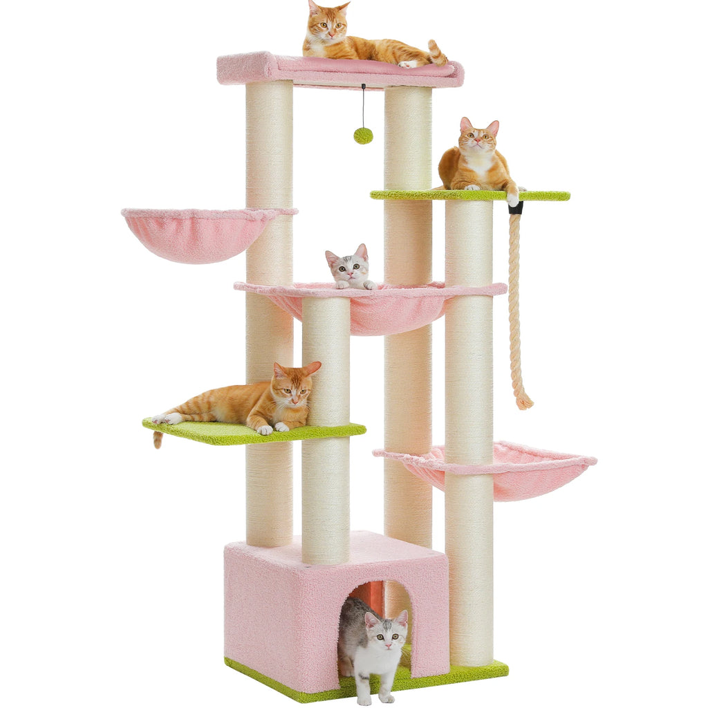 Cat Tower with Several Levels Cat House Climbing Tree with Hammock 11 Sisal Posts Large Perch
