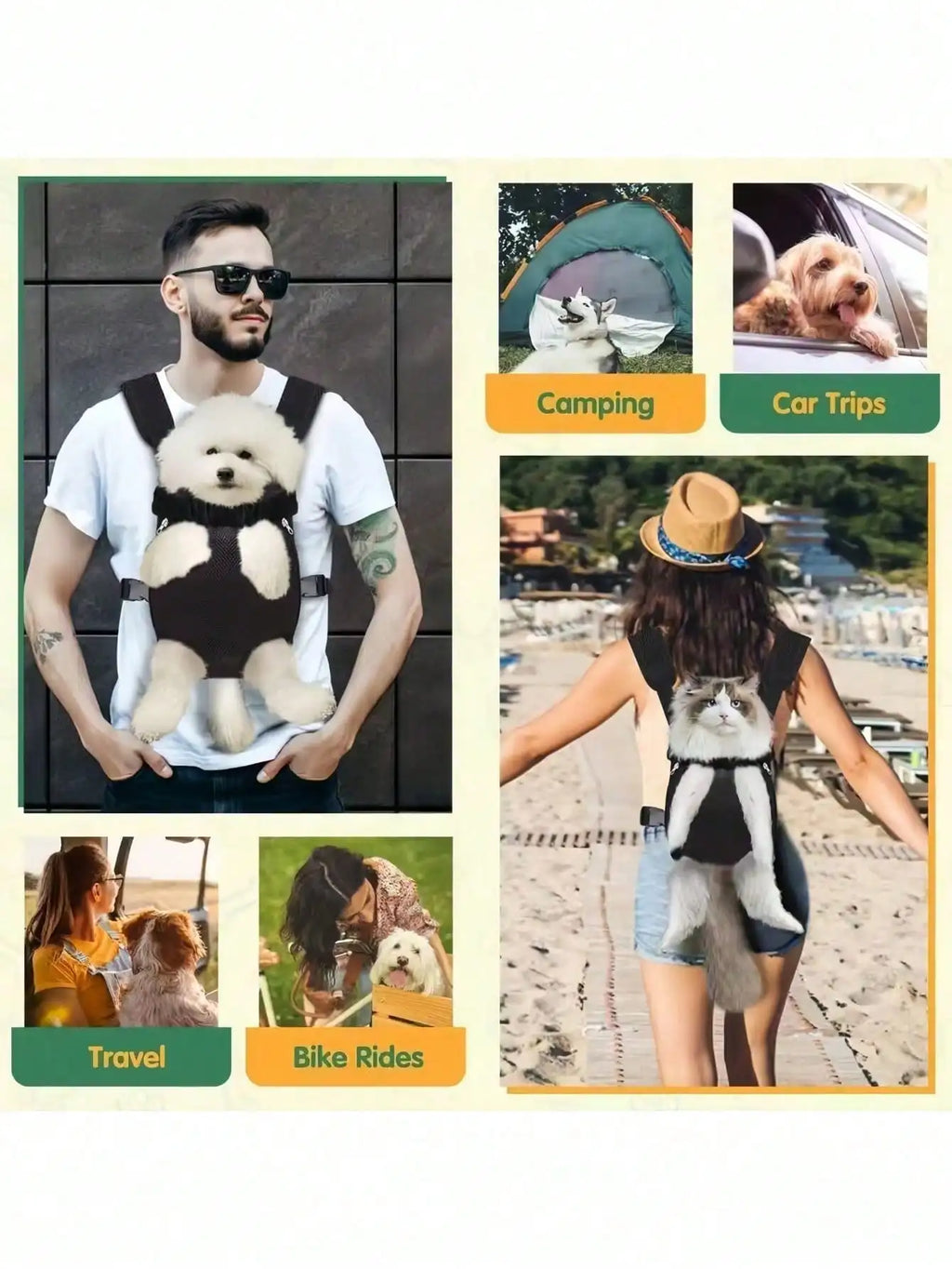 1pc Pet Chest Backpack Mesh Breathable Outdoor Cat Dog Carrier Gift