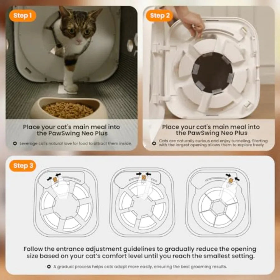 Cat Self Groomer Plus for Hairball Control and Shedding Relief 360° Skin Friendly Brush Pet Hair Remover Gentle Self Cleaning A