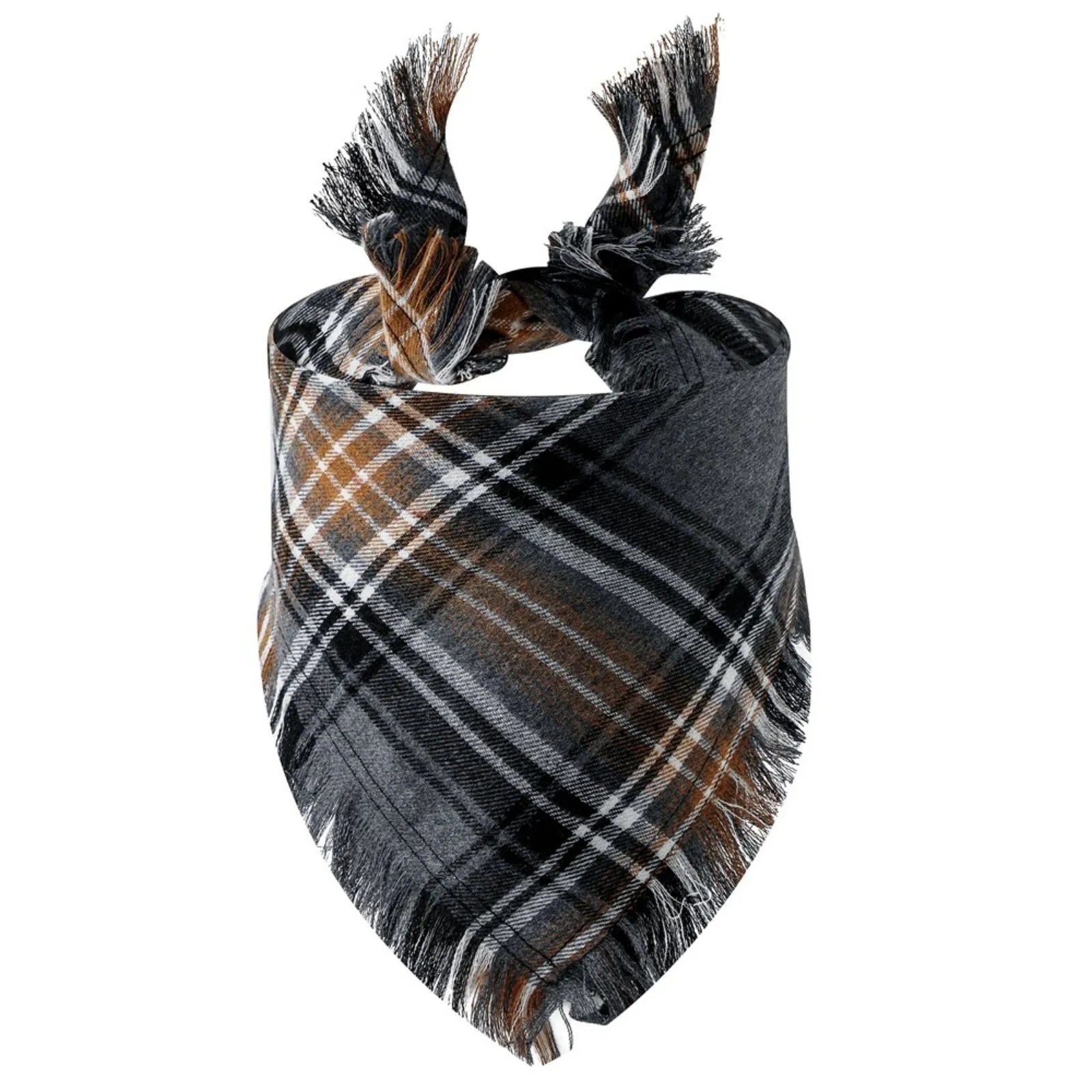 Trendy Pet Dog Bandana with Tassels Edges Classic Plaid Scarf Funny Dog Apparel Accessories Dress-Up Photo Prop