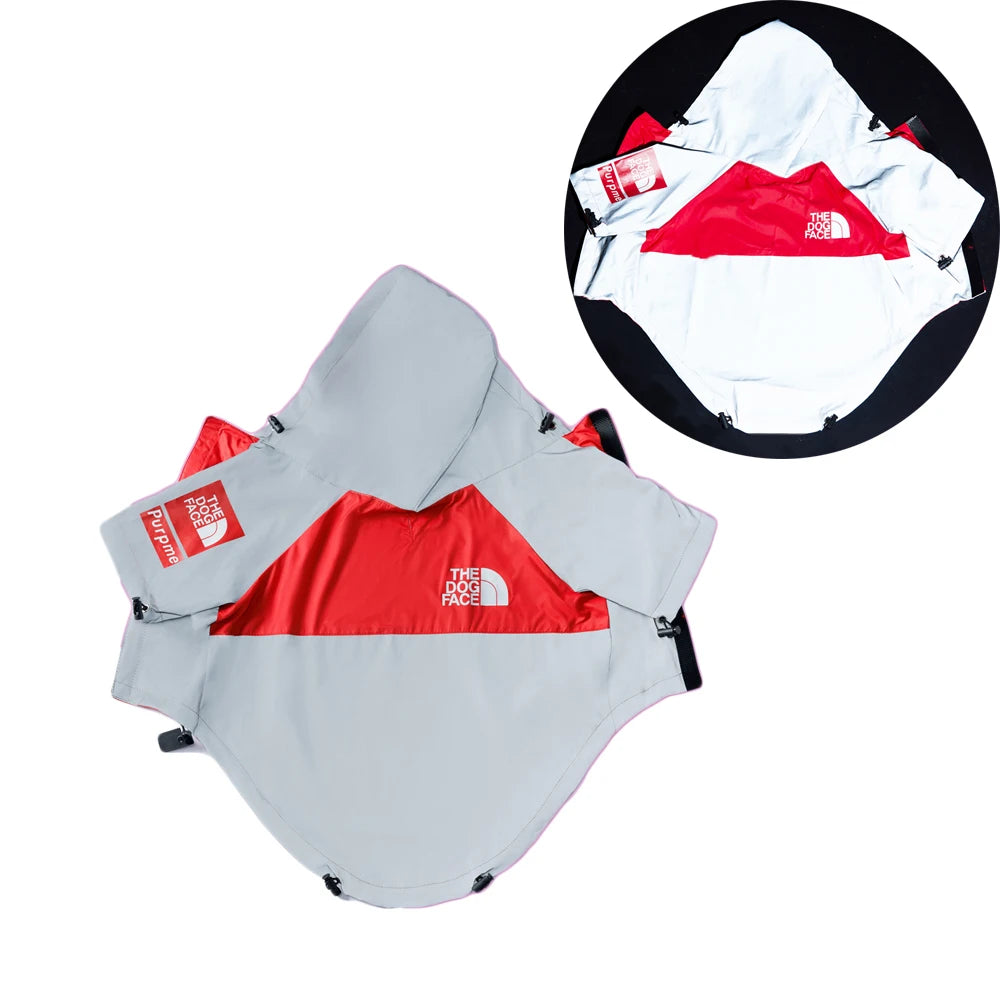 Dogface Pet Clothes Fashion Dog Raincoat Windproof Waterproof Dog Jacket Windbreaker Reflective Coats Large Dogs