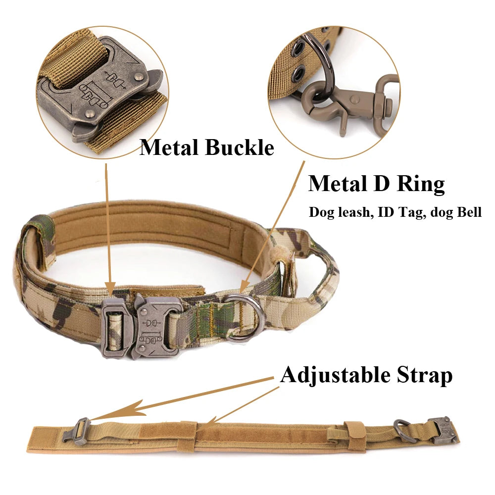 Large Dog Harness Collar Leash Set Military Dog Harnesses Pet Tactical Vest Training German Shepherd For Medium Large Dogs