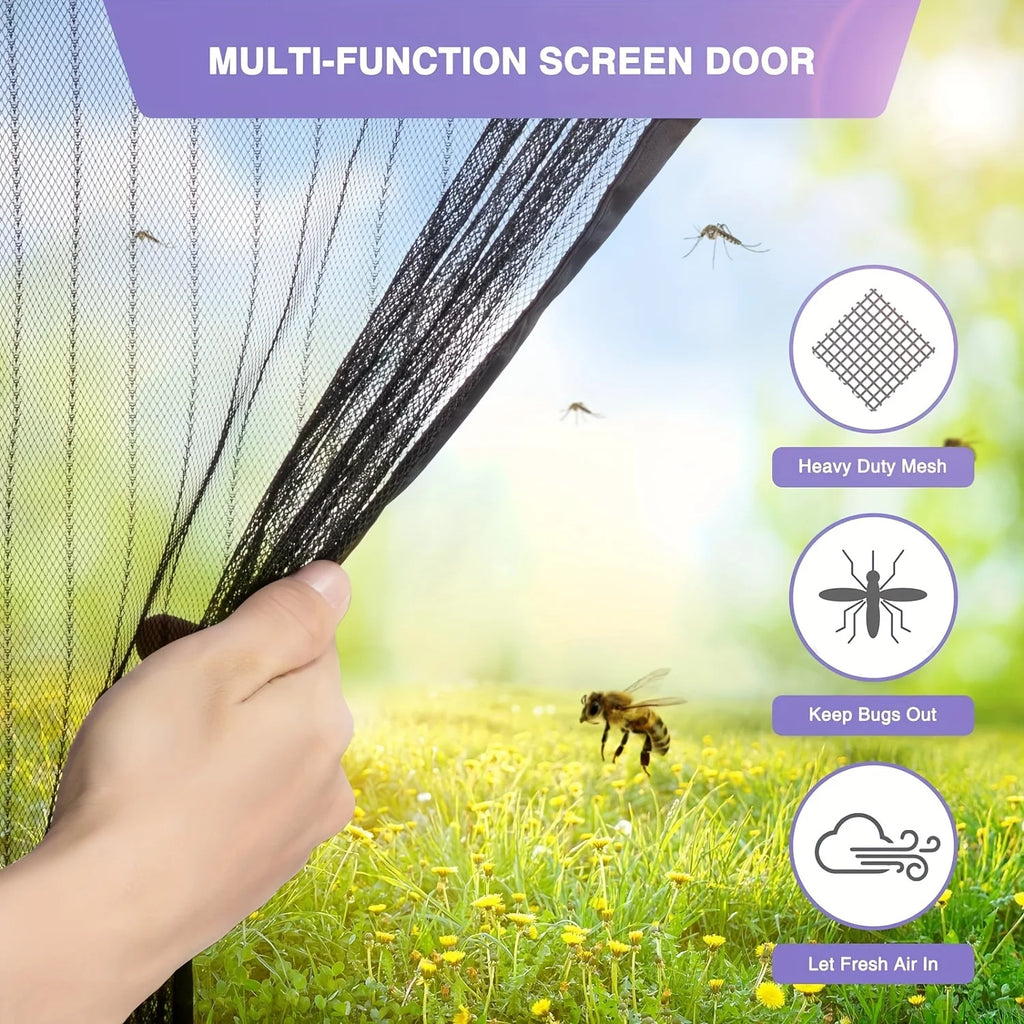 Heavy Duty Magnetic Screen Door - Self-Sealing, Hands-Free Mesh Bug Proof, Pet and Child Friendly， Mount Available