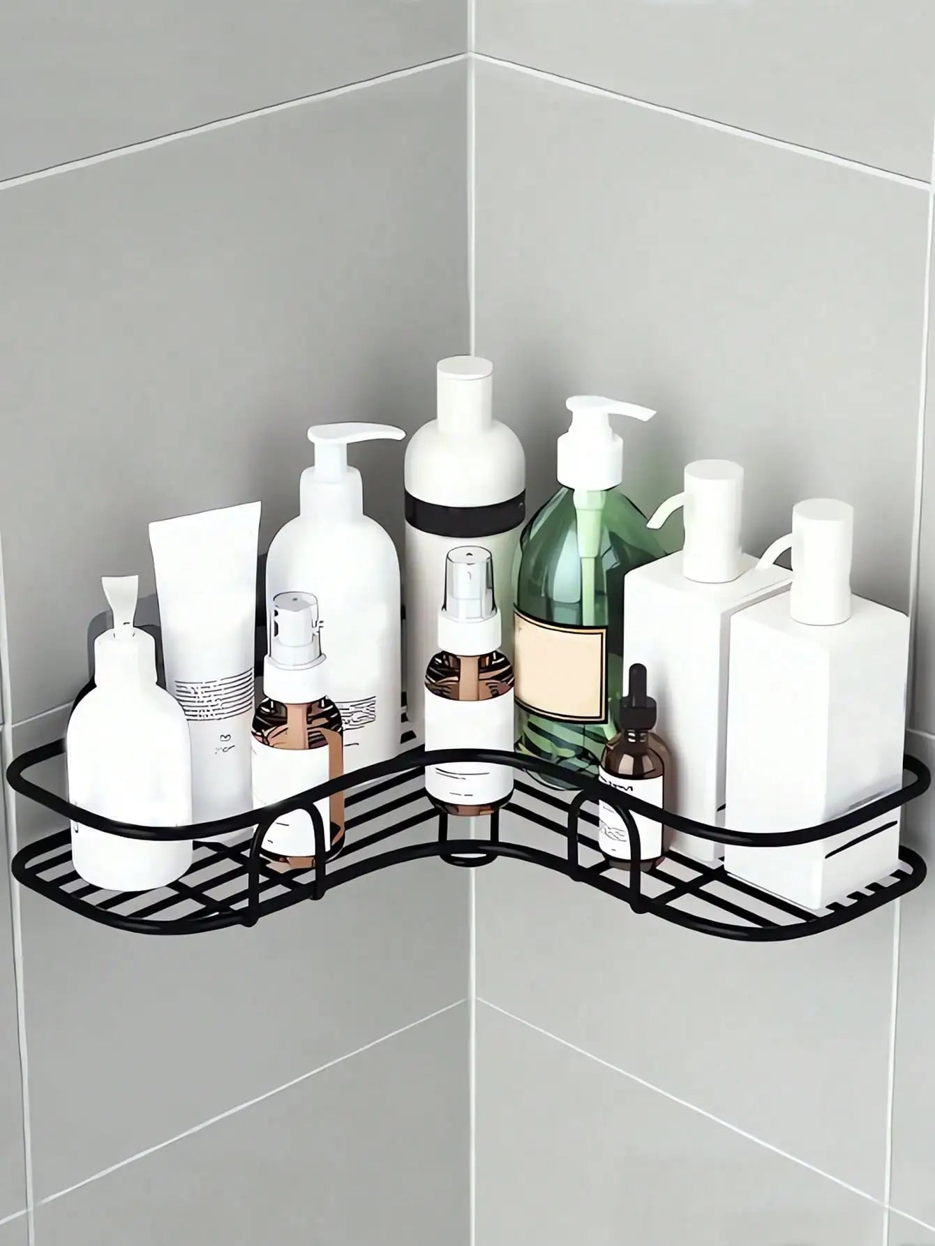 2pcs Punch-Free Triangle Corner Rack: Practical Bathroom Kitchen Home Storage Organizer