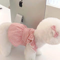 Spring/summer new pet dog dress pink plaid lace lace soft and comfortable pet clothes suitable for cats and dogs