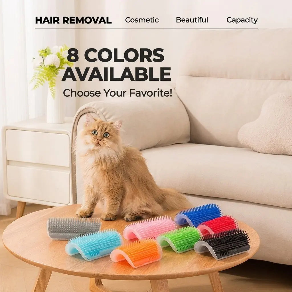 Cat Massager Brush Pet Combs Stick-able Plastic Scratcher Remove Hair Grooming with Catnip Kitten Self-Clean Supply Accessories