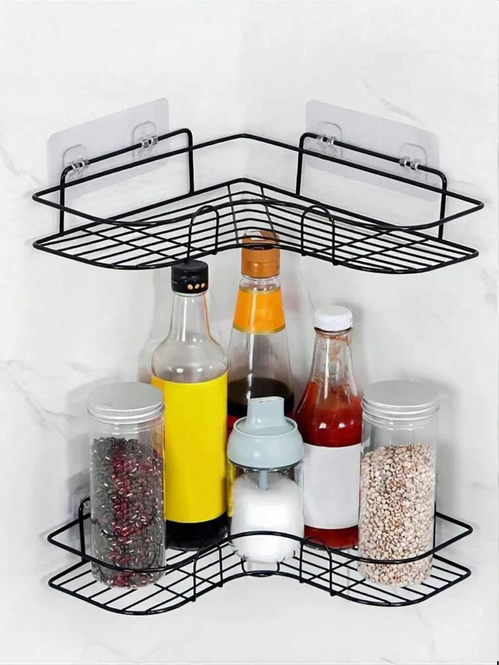 2pcs Punch-Free Triangle Corner Rack: Practical Bathroom Kitchen Home Storage Organizer