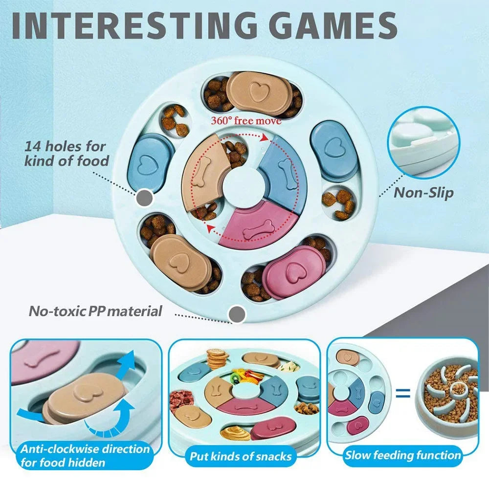 Food Dispenser Non-Slip Slowly Eating Bowl Cat Dogs Food Games