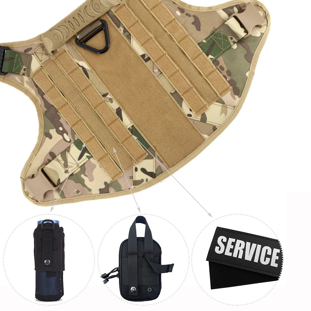 Large Dog Harness Collar Leash Set Military Dog Harnesses Pet Tactical Vest Training German Shepherd For Medium Large Dogs