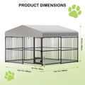 Large Dog Kennel Outside Heavy-Duty Outdoor Dog Cage Walk-in Pet Playpen with Roof， Double Lock, Enclosures with UV-Resistant