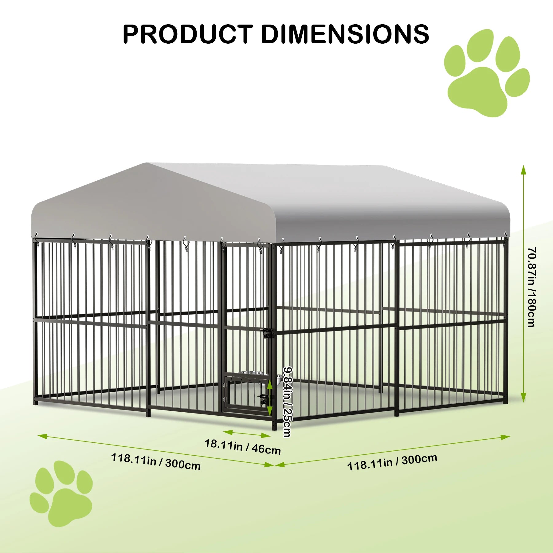 Large Dog Kennel Outside Heavy-Duty Outdoor Dog Cage Walk-in Pet Playpen with Roof， Double Lock, Enclosures with UV-Resistant