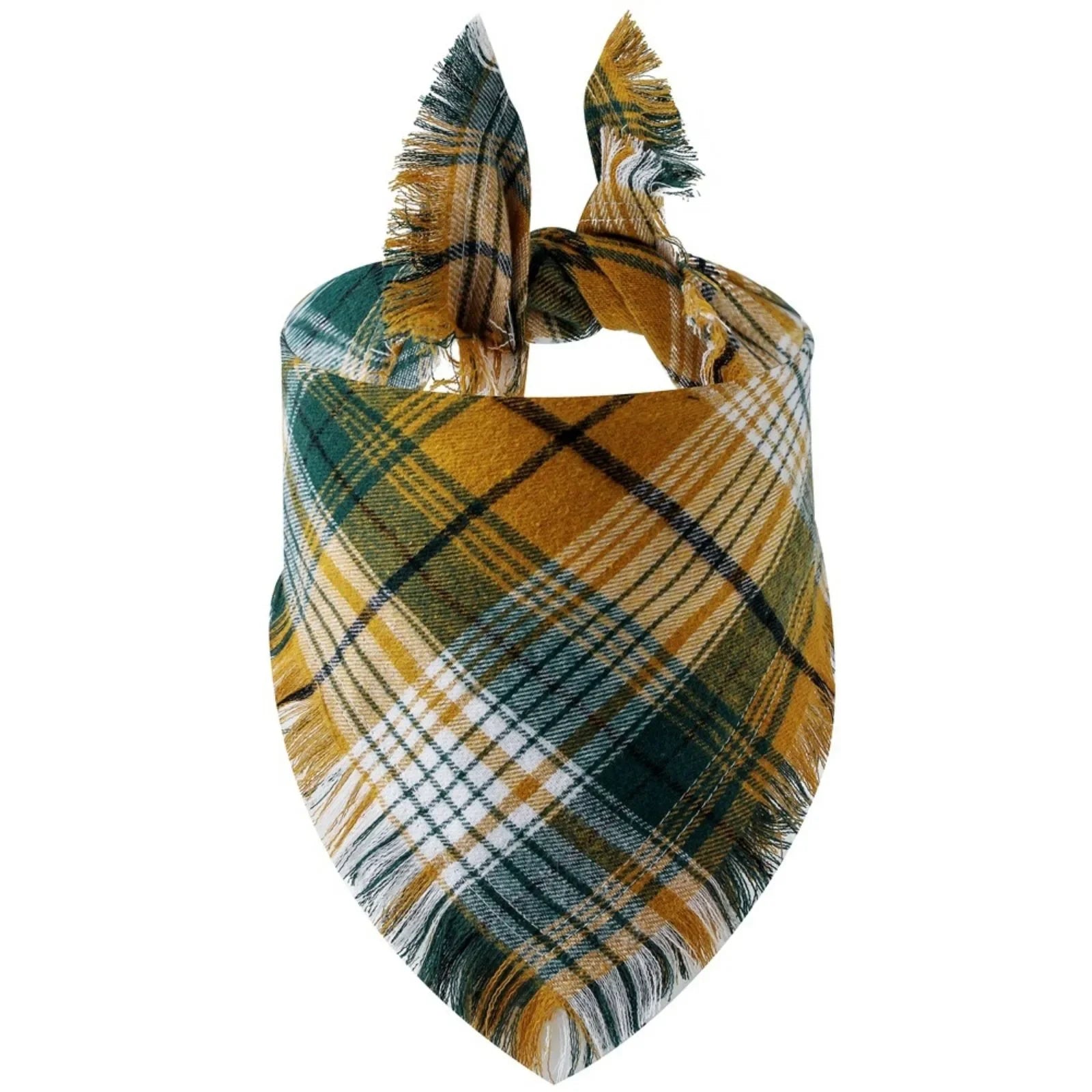 Trendy Pet Dog Bandana with Tassels Edges Classic Plaid Scarf Funny Dog Apparel Accessories Dress-Up Photo Prop