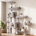 70-Inch Cat Tree Tower with Rotatable Extension, Large Beds, Condos, Hammocks for Indoor Cats in Light Gray