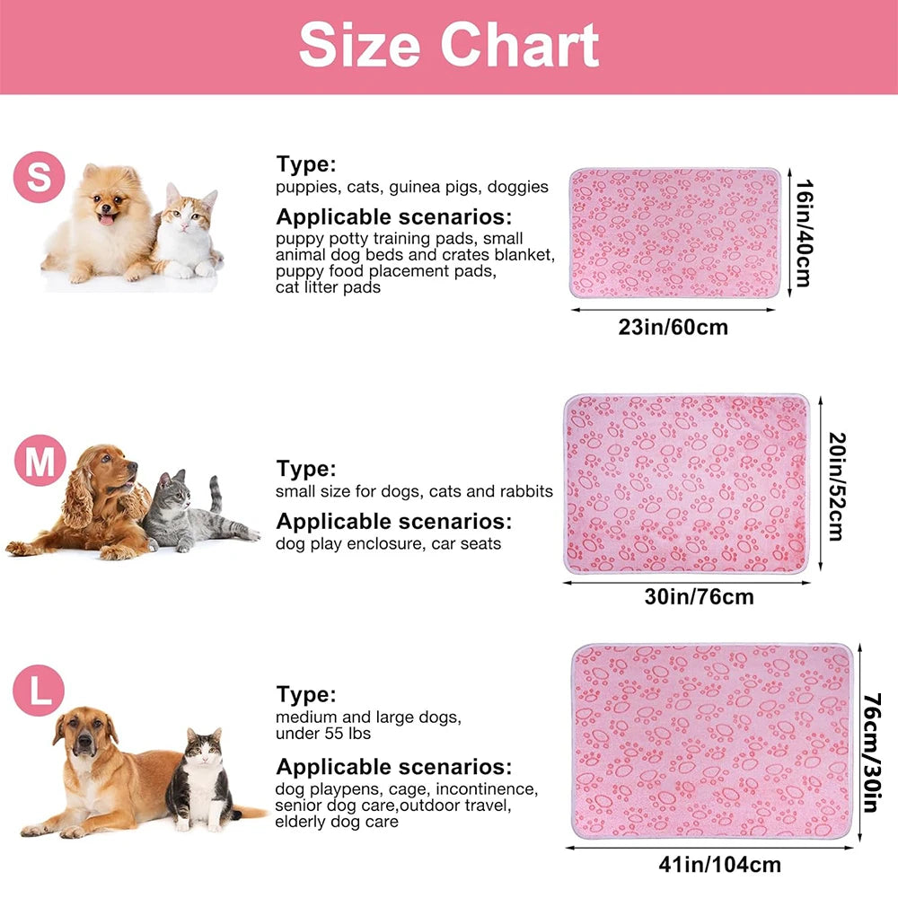 Pink Soft Fluffy High Quality Pet Blanket Cute Paw Print Pet Mat Warm and Comfortable Blanket