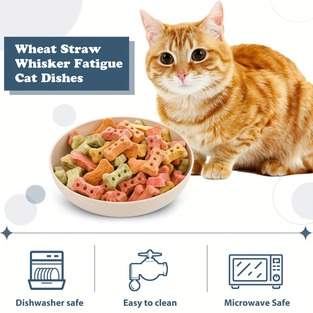 4pcs Cat Bowls, 13.97 Cm Wide Shallow Pet Food & Water Dishes, Plastic Non-Slip Colorful Feeding Plates For Small Cats, Kittens,