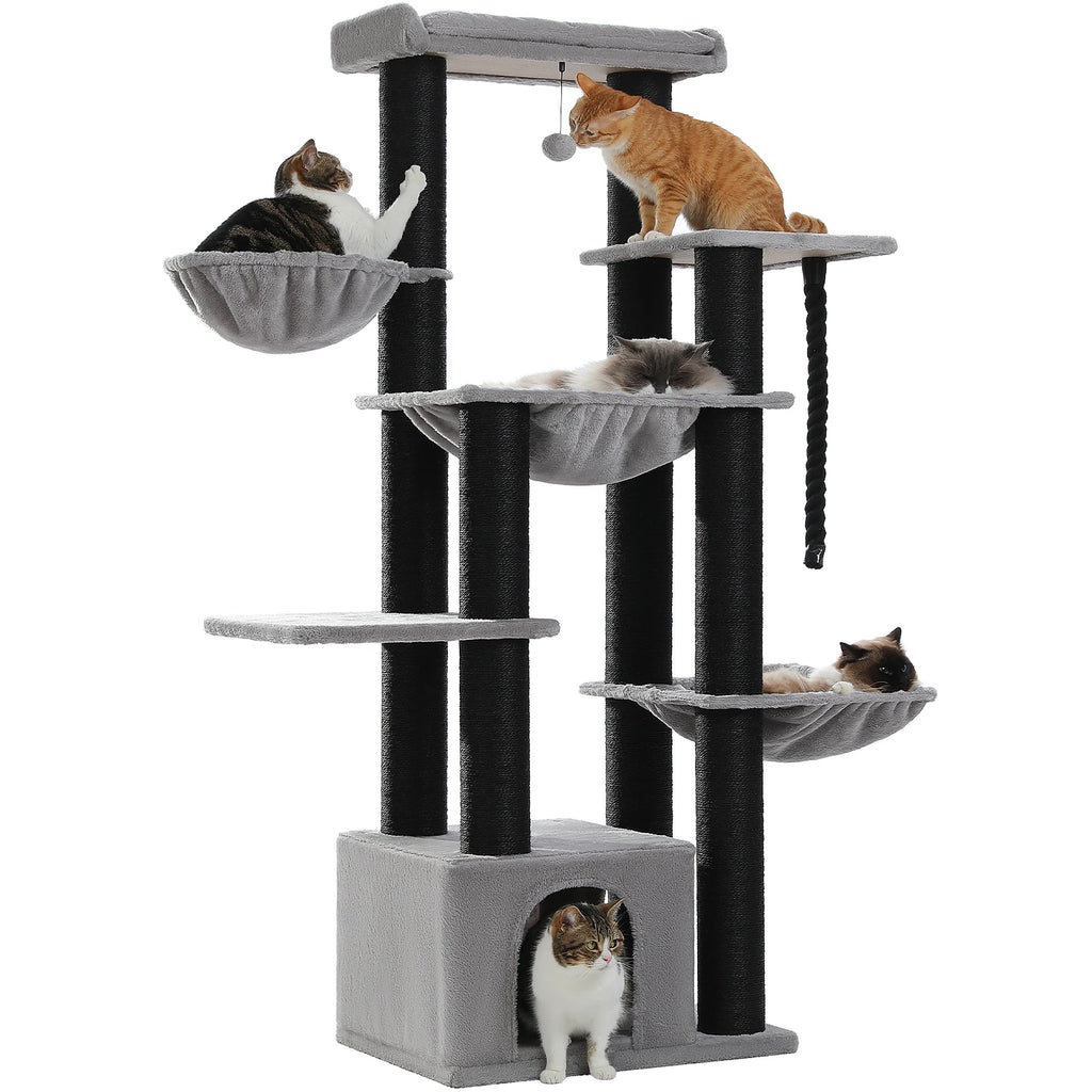 Cat Tower with Several Levels Cat House Climbing Tree with Hammock 11 Sisal Posts Large Perch