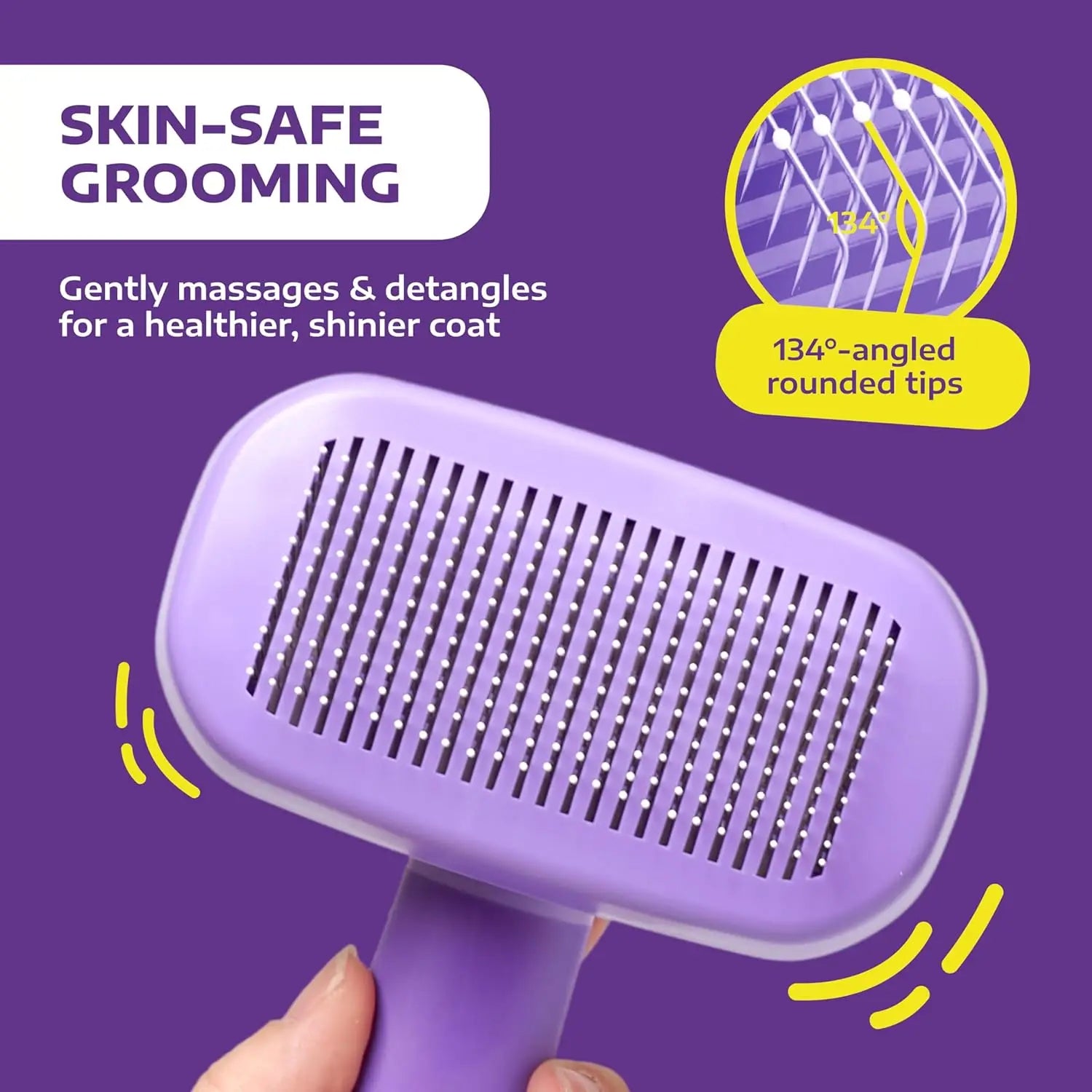 Self Cleaning Slicker Brush for Dogs and Cats - Pet Hair Brush for Shedding Long and Short Hair - Easy Clean Retractable Bristle