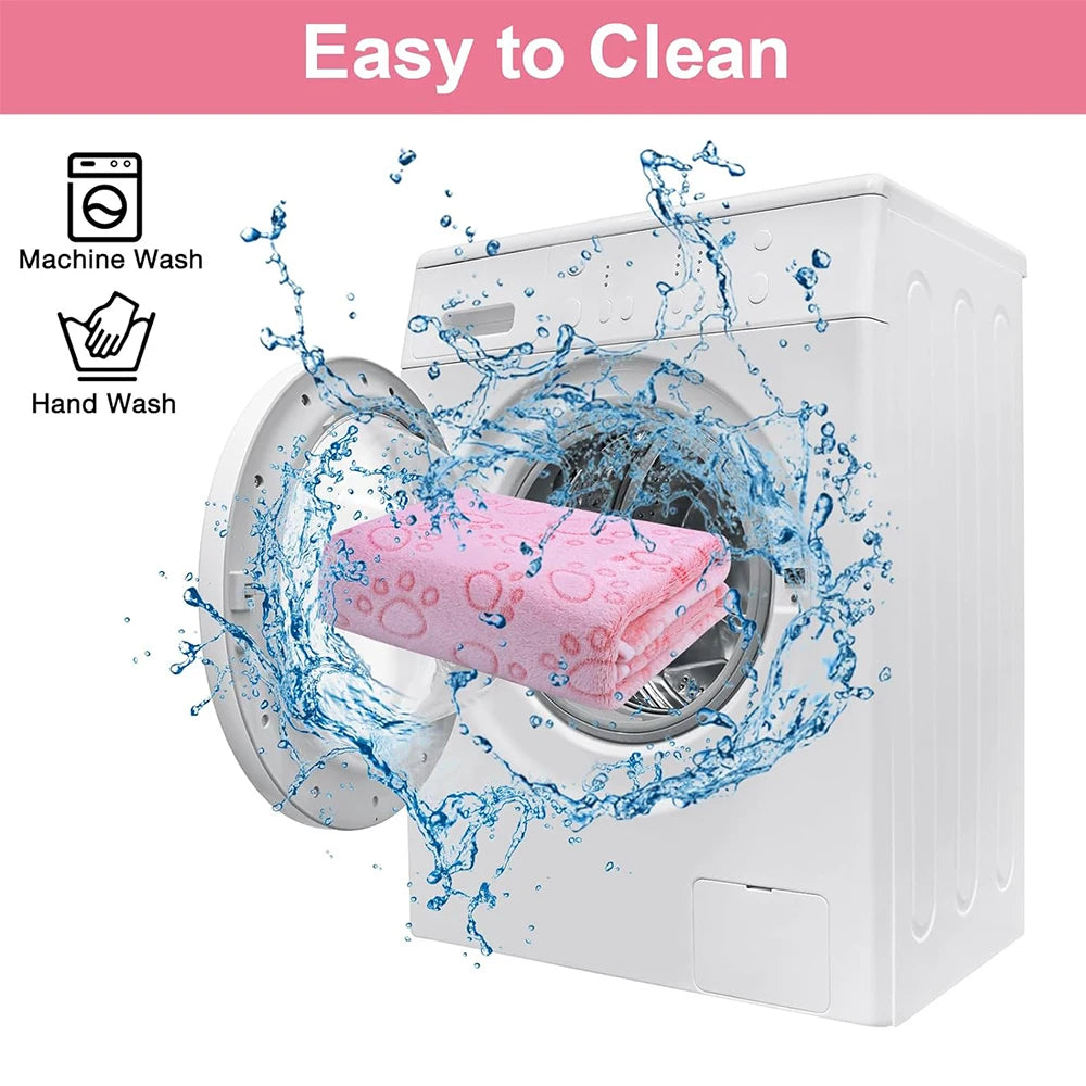 Pink Soft Fluffy High Quality Pet Blanket Cute Paw Print Pet Mat Warm and Comfortable Blanket