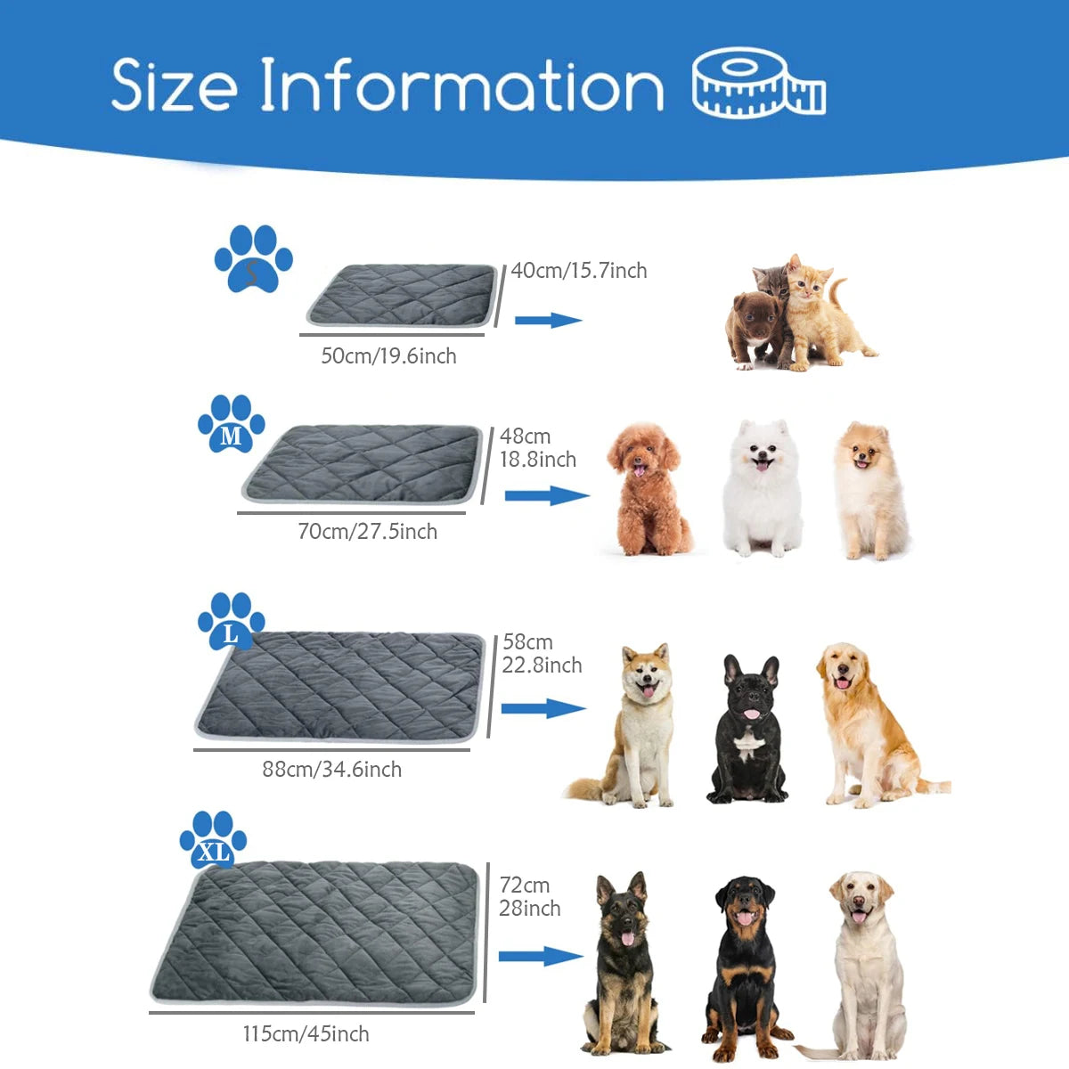Self Heating Pet Pad, Extra Warm Thermal Crate Pad Washable Anti-Slip Kennel Mat Pet Supplies for Medium Small Dogs and Cats