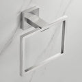 Square Towel Ring Matte Black Hand Towel Holder, Stainless Steel Towel Rack for Bathroom Wall Mounted Kitchen Towel Holder