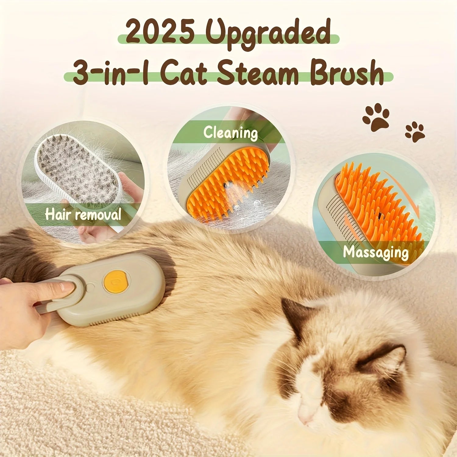 3-in-1 Self-Cleaning Pet Grooming Brush - Steam Spray Shedding Control for Cats Dogs (2026 New) | 24-hour Shipping
