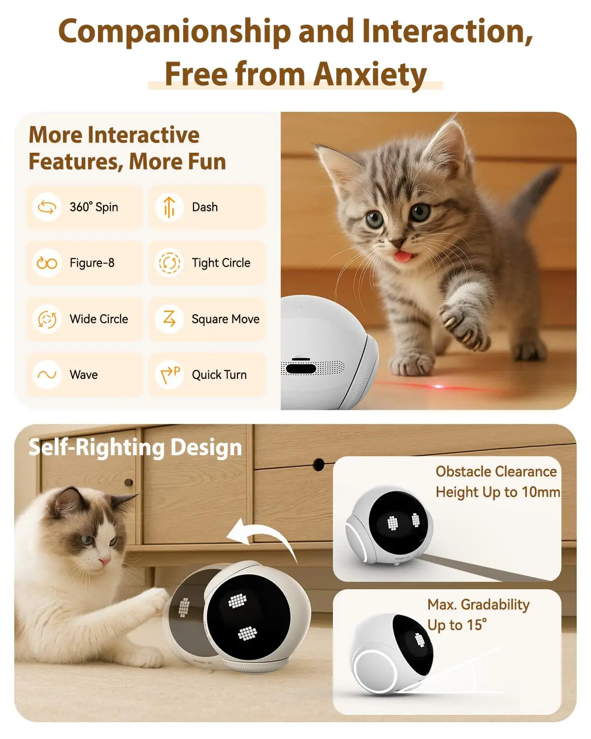OKAM Magic S1 Robot Camera HD 2K 5G WIFI Pet Camera Remote Mobile Expression Interactive Pet Health Detection Ai Smart Camera