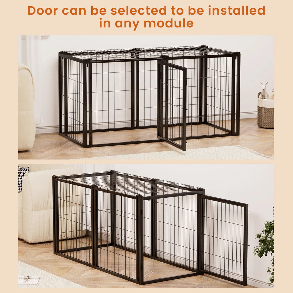 Dog Crate 47.2" Dog Kennel for Small Medium Dogs Puppy Dog Playpen with Top Pet Cage Indoor Black.47.2"L x 22"W x 24"H.