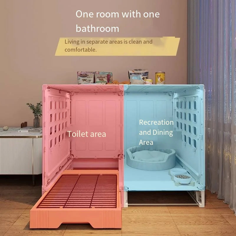 Household pet cage with separate toilet for small dogs Beagle and Teddy poodles one room one bathroom dog cage villa-style