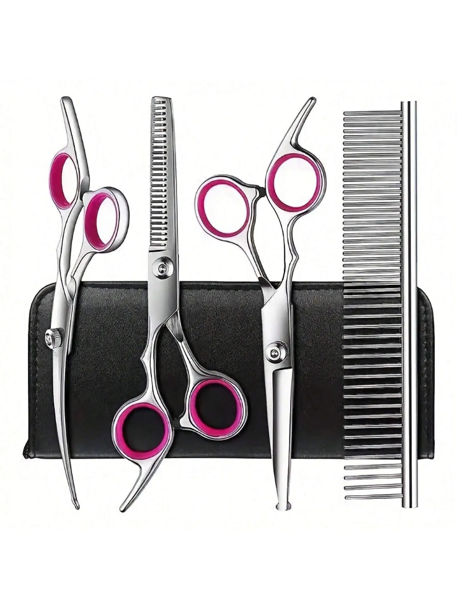 5-piece Professional Pet Beauty Scissors Set - Essential for Pets, Furniture Only, Black Storage Box