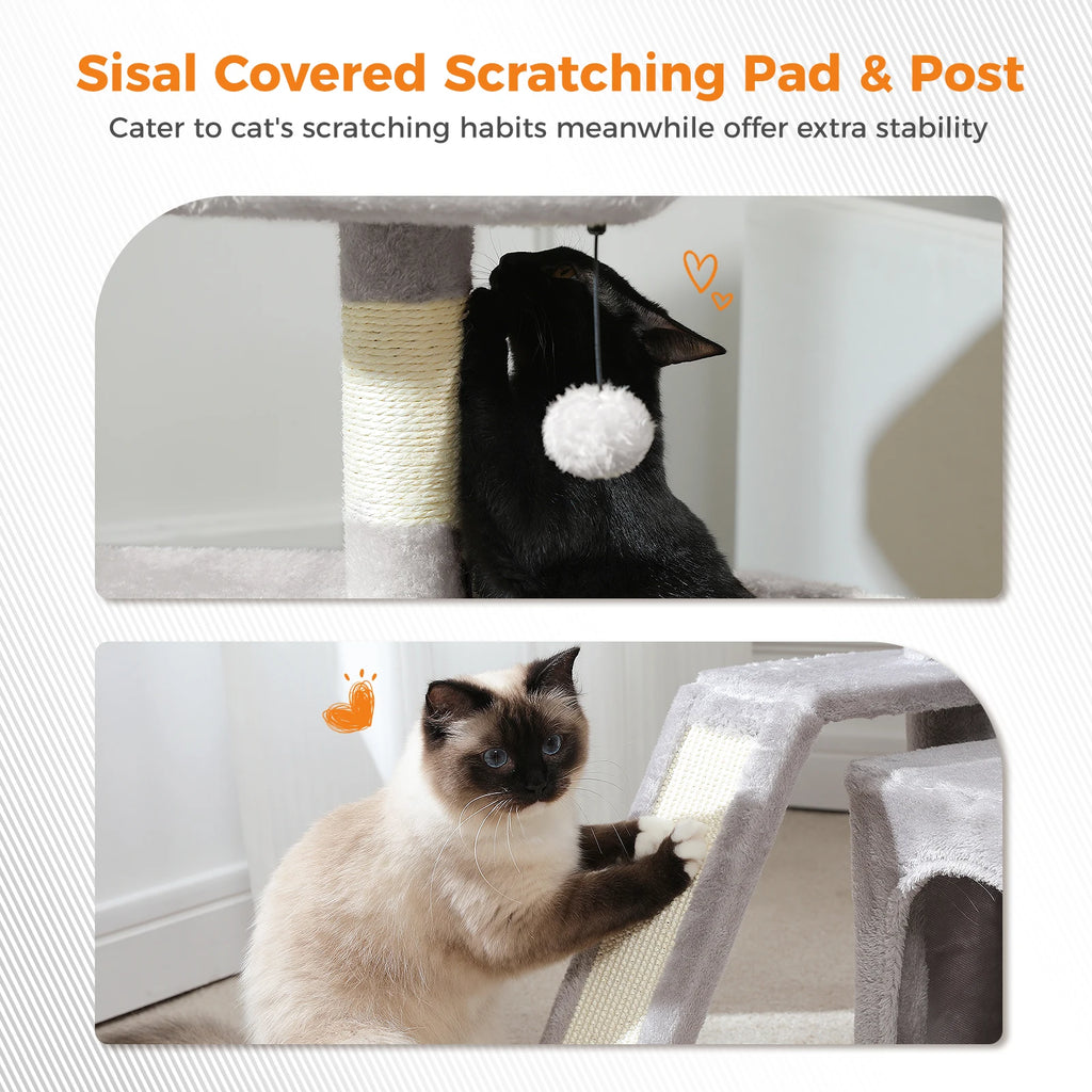 Small Cat Tree for Indoor Cat Tower with Sisal Scratching Post and Pad Wide Top Perch Large Cat Condo Cat Scratchers Cat Toys