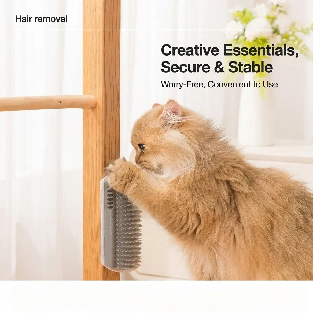 Cat Massager Brush Pet Combs Stick-able Plastic Scratcher Remove Hair Grooming with Catnip Kitten Self-Clean Supply Accessories
