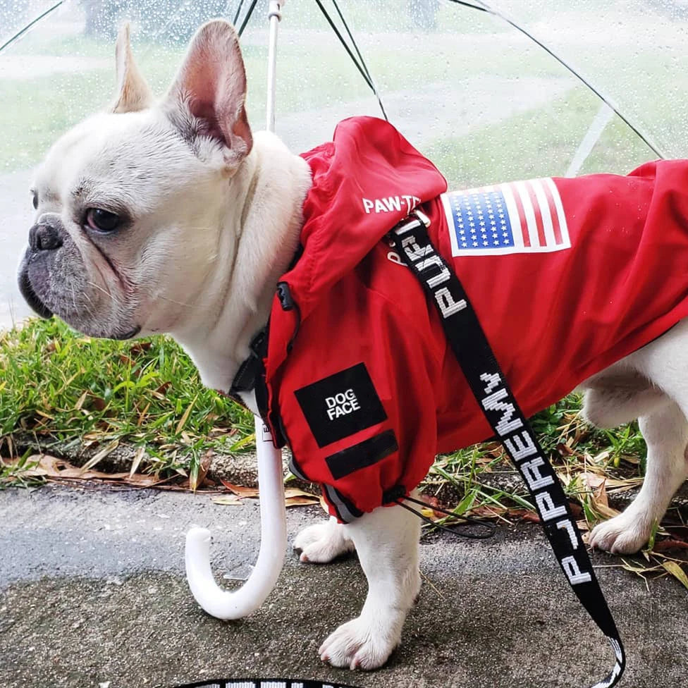 Dogface Pet Clothes Fashion Dog Raincoat Windproof Waterproof Dog Jacket Windbreaker Reflective Coats Large Dogs