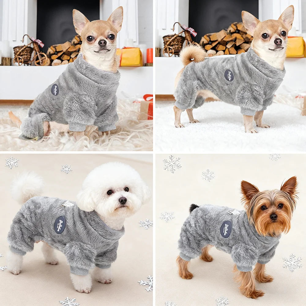Dog Sweaters for Small Dogs Winter Pet Clothes Boy Girl Fleece Puppy Pajamas Doggie Outfits for Chihuahua Yorkie Cat Apparel