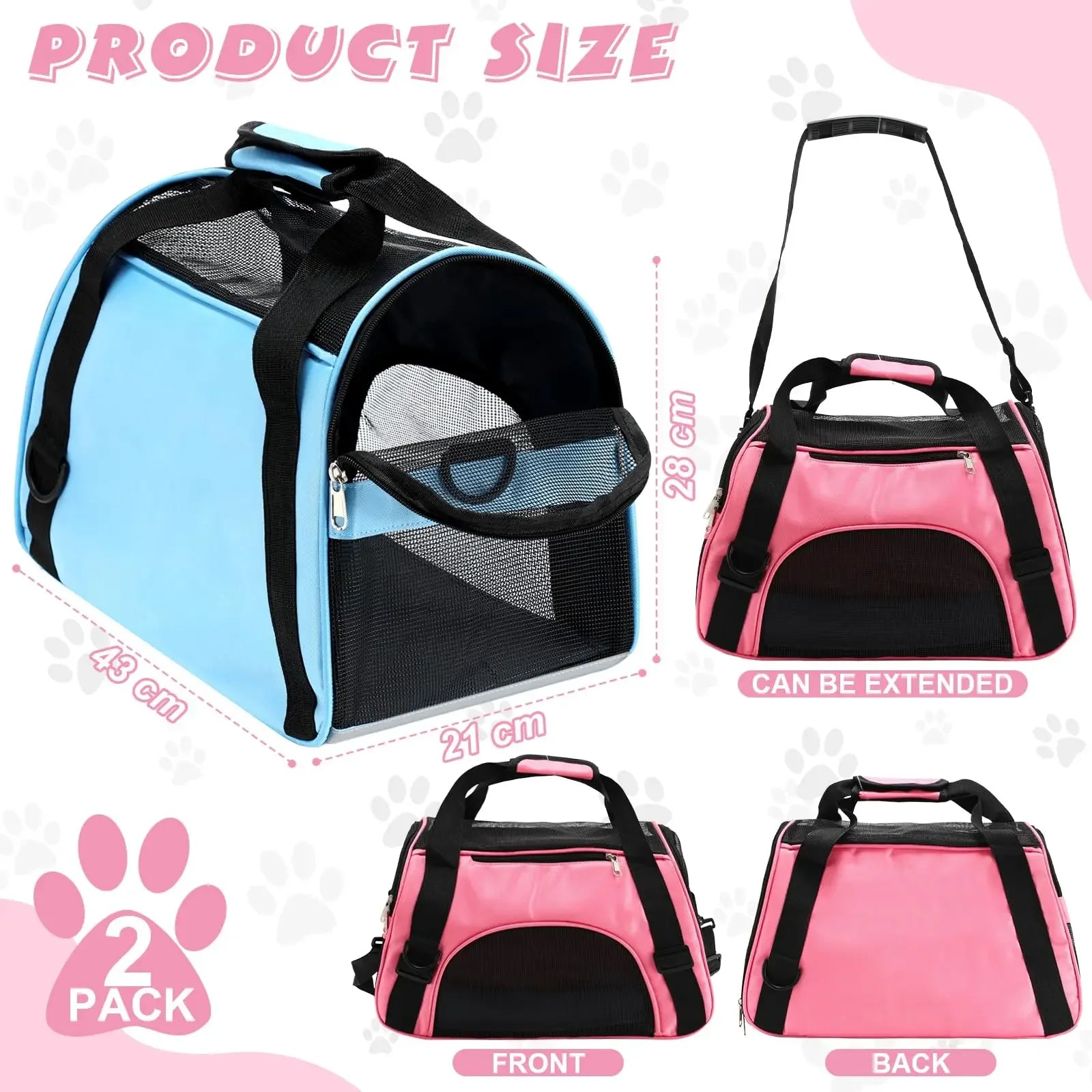 Cat Bags Portable Dog Carrier Bag Mesh Breathable Carrier Bags for Small Dogs Foldable Cats Handbag Travel Pet Bag Transport Bag