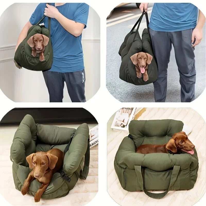 pet Car Seat with Safety Belt   Washable Travel Carrier with Secure Straps for Safe Car