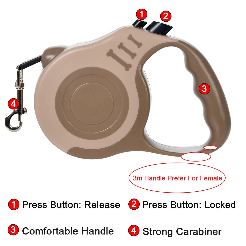 3m 5m Dog Leash Strong Nylon Puppy Lead For Small Medium Large Dogs Cats Automatic Retractable Durable