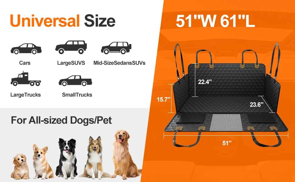 Waterproof Pet Travel Accessories Foldable Dog Car Seat  Car Pet Seat Safety Hammock Trunk Mat Car Rear Back Seat Protector