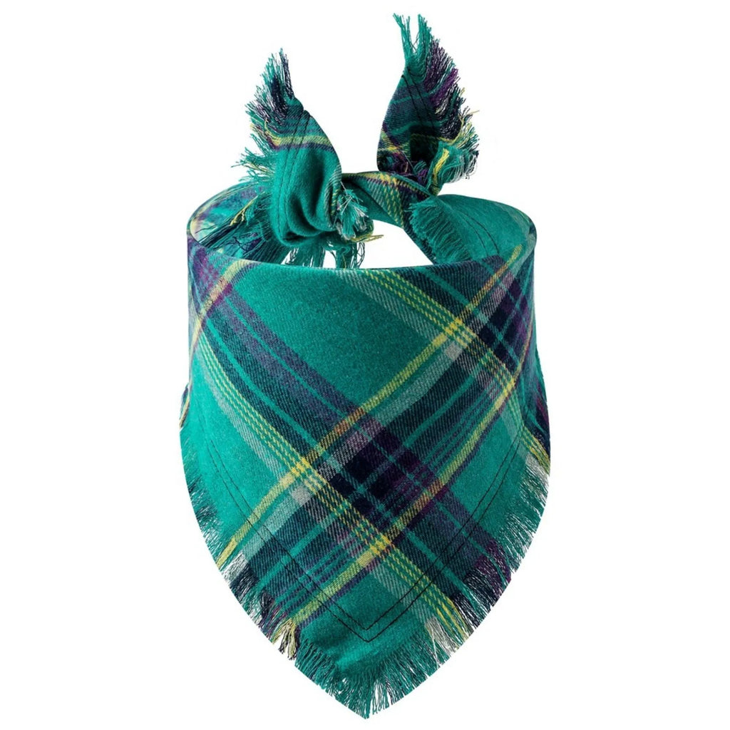 Trendy Pet Dog Bandana with Tassels Edges Classic Plaid Scarf Funny Dog Apparel Accessories Dress-Up Photo Prop