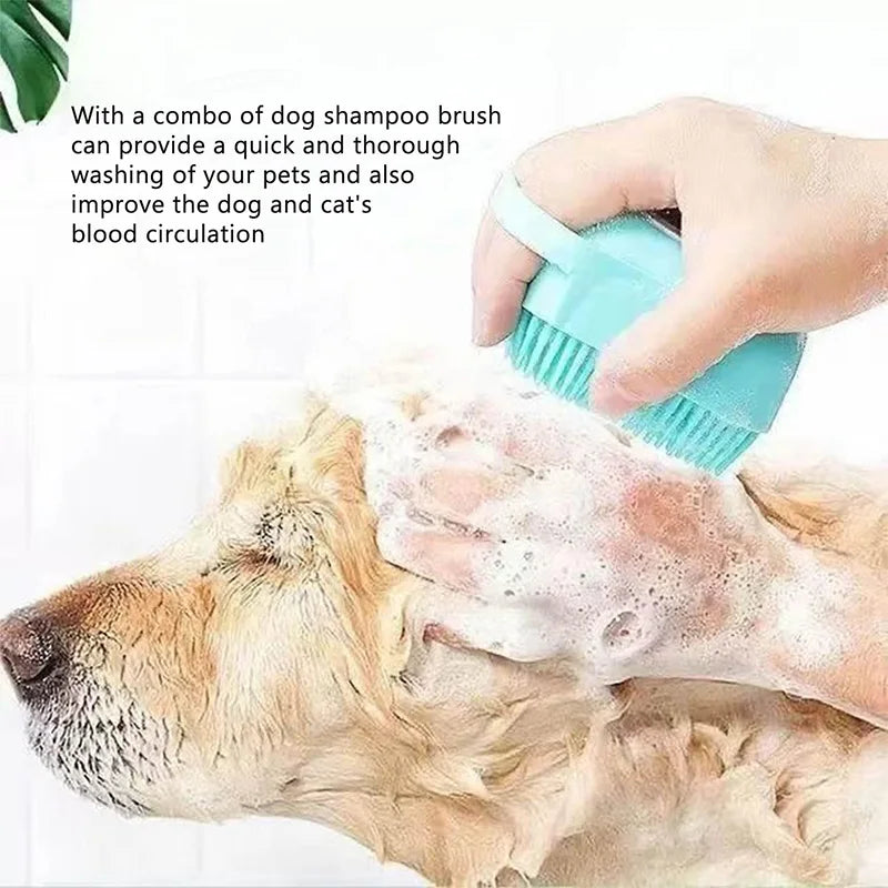 Pet Grooming Brush with Massage Function, Silicone Dog Cat Brush for Relaxing, Cute Smile Design Comfortable Care, 1pc