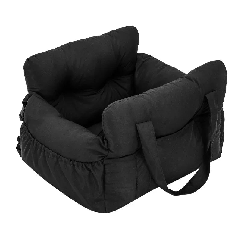 pet Car Seat with Safety Belt   Washable Travel Carrier with Secure Straps for Safe Car