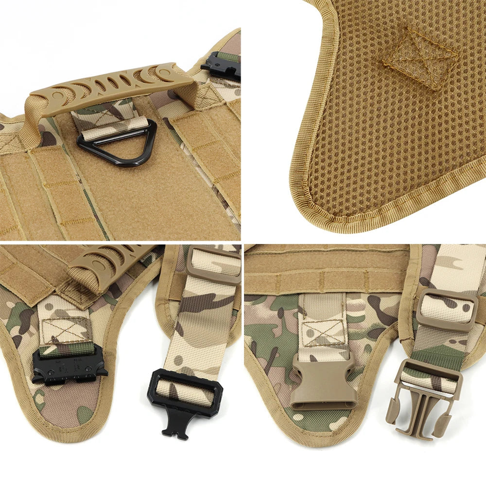Large Dog Harness Collar Leash Set Military Dog Harnesses Pet Tactical Vest Training German Shepherd For Medium Large Dogs