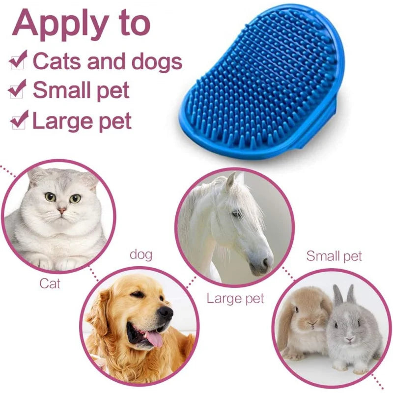 2-Piece Pet Bath Brush Set - Rubber Comb with Adjustable Ring Handle for Soothing Massage for Long & Short Haired Dog and Cats