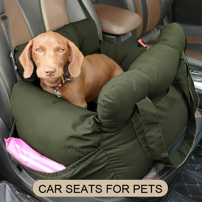 pet Car Seat with Safety Belt   Washable Travel Carrier with Secure Straps for Safe Car
