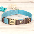 Custom PU Leather Dog Collar Engraved Adjustable Pet Buckle ID Necklace Durable for Small Medium Large Dogs