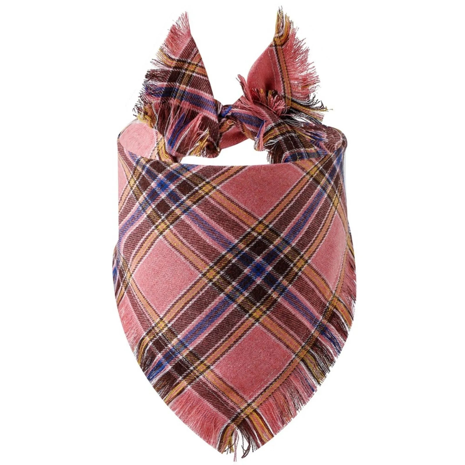 Trendy Pet Dog Bandana with Tassels Edges Classic Plaid Scarf Funny Dog Apparel Accessories Dress-Up Photo Prop