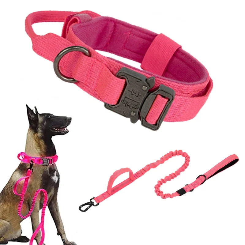 Durable Tactical Dog Collar Leash Set Adjustable Military Pet Collar Leash Medium Large Dog German Shepherd Training Accessories