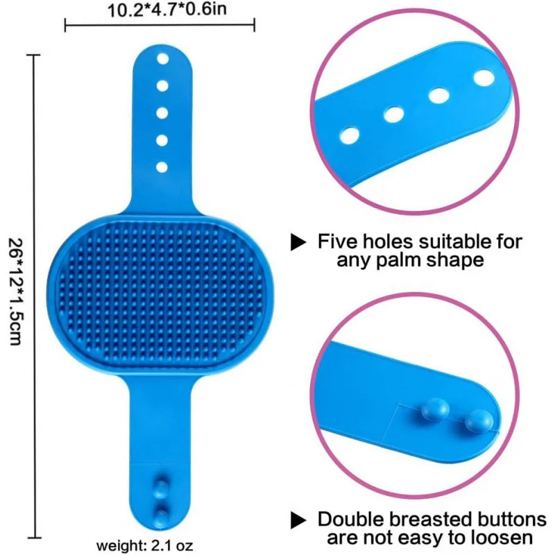 2-Piece Pet Bath Brush Set - Rubber Comb with Adjustable Ring Handle for Soothing Massage for Long & Short Haired Dog and Cats