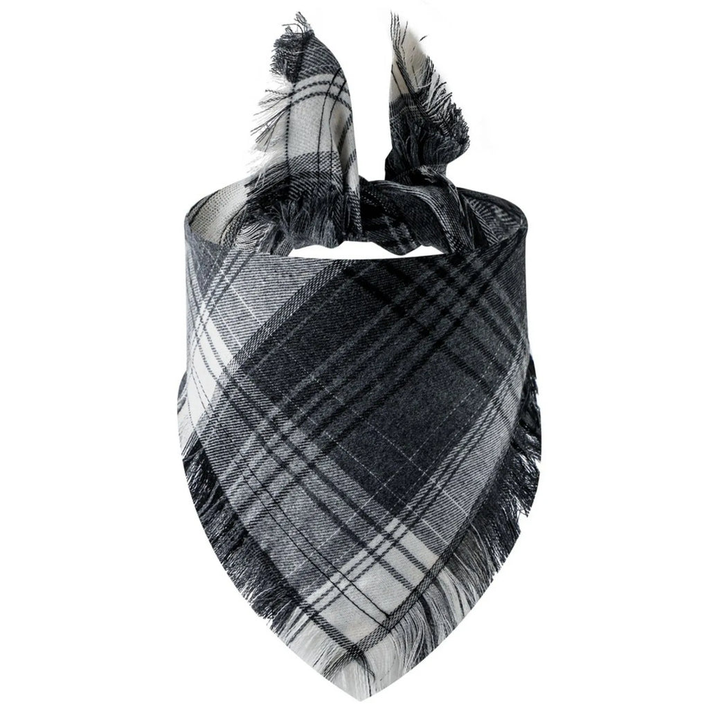 Trendy Pet Dog Bandana with Tassels Edges Classic Plaid Scarf Funny Dog Apparel Accessories Dress-Up Photo Prop