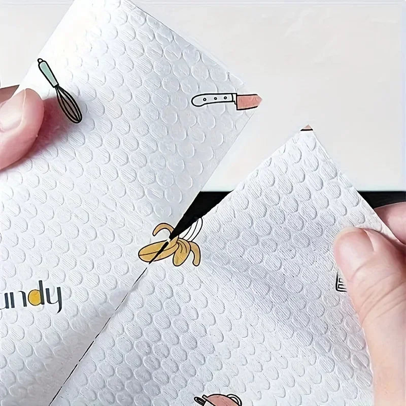 1 Roll (100 Sheets)Reusable and Washable Lazy Rag Paper Towels, Non-stick Oil and Degreasing Cleaning Cloth Household Supplies